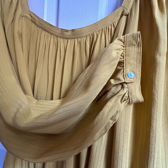 A New Day Women's XXL Summer Wheat Yellow Balloon Sleeve Square Neck Top NWT - Picture 5 of 8